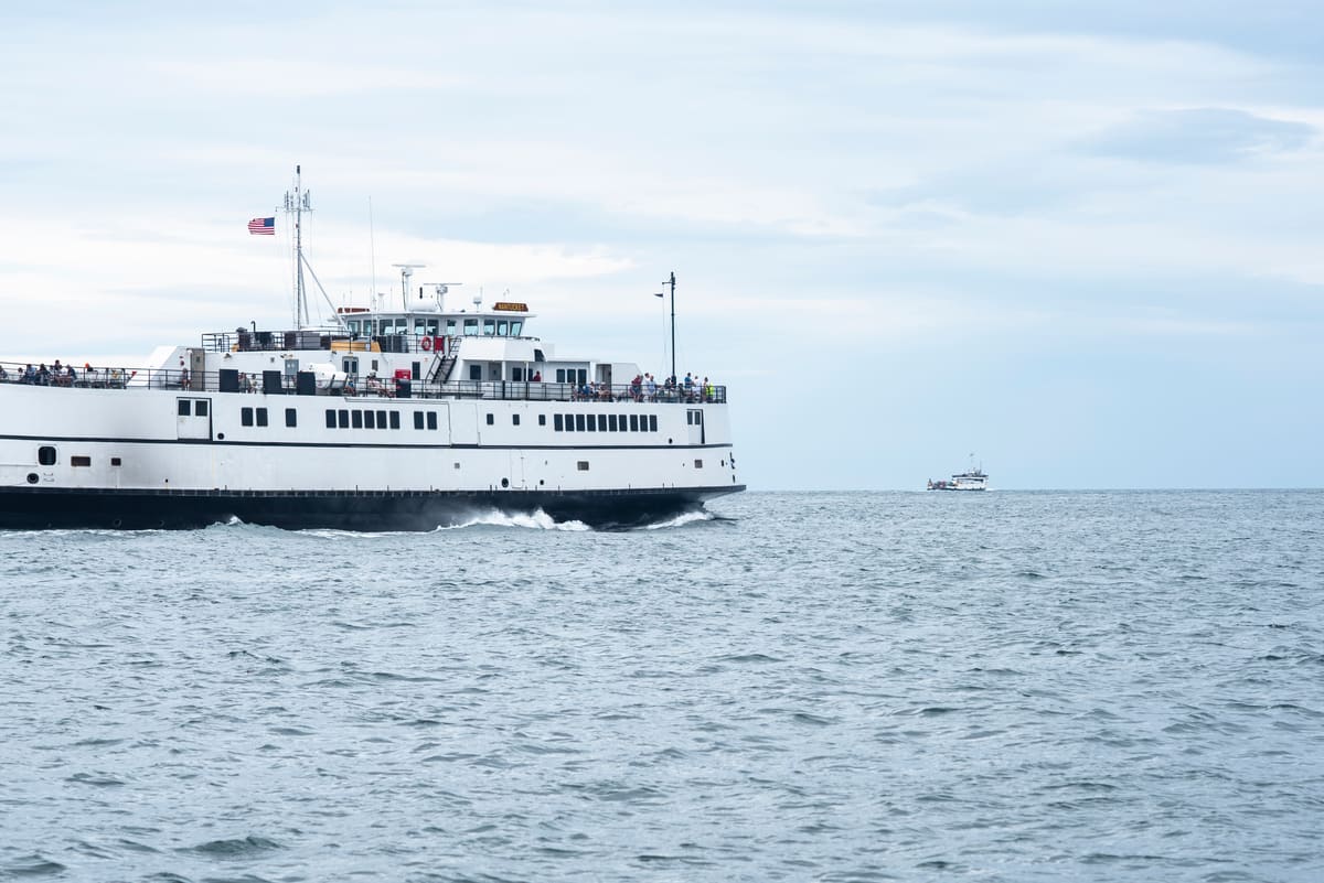 Steamship Authority ferry docked at Hyannis - the largest car and passenger ferry to Nantucket