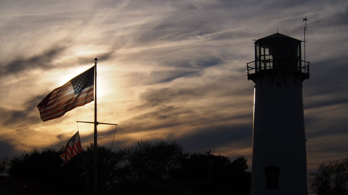 Chatham Light at sunset in Chatham, MA - one of Cape Cod's most visited lighthouses