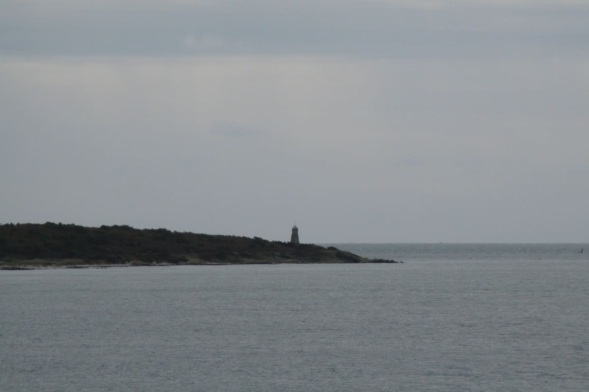 Point Gammon Lighthouse on Great Island in West Yarmouth - visible from the water since 1816