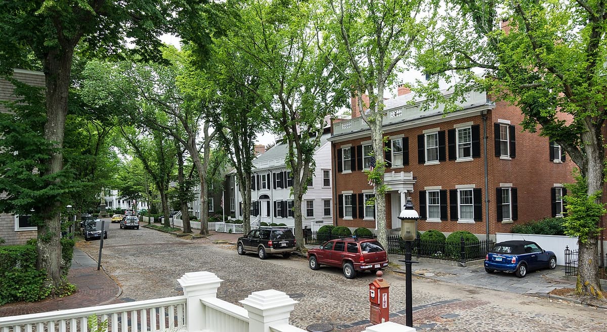 Charming New England main street lined with boutiques, galleries, and locally owned shops